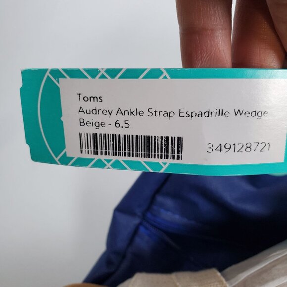 Toms Audrey Wedge Sandals Women Size US 6.5 NWT Strappy Metallic Natural - Picture 12 of 14